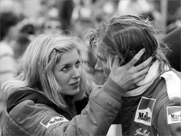 Formula One World Championship: Seventh placed James Hunt McLaren with his girlfriend Jane Birbeck