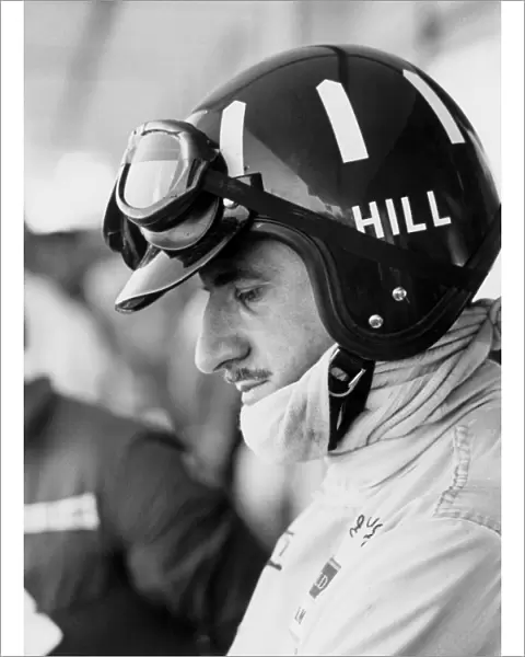 1968 South African Grand Prix - Graham Hill: Graham Hill, Lotus 49-Ford, 2nd position, portrait, helmet