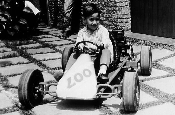 Formula One Childhood Photos: A young Ayrton Senna da Silva c. 1966 on one of his first motorised Karts