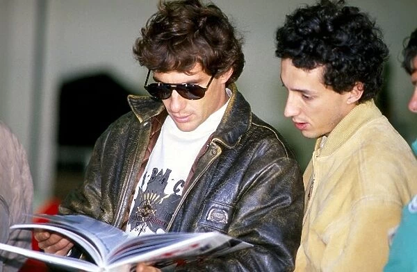 Formula One Testing: Ayrton Senna McLaren, left, talks with his brother Leonardo