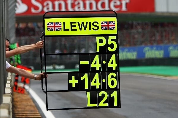 Formula One World Championship: Pit board for Lewis Hamilton McLaren