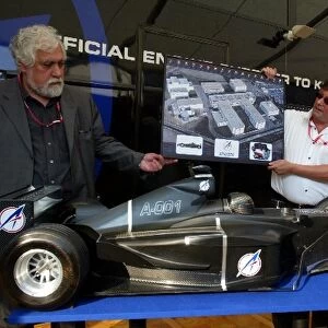 Formula One World Championship: John Gano Asiatech President and Enrique Scalabroni Asiatech engine designer unveil a model of the proposed