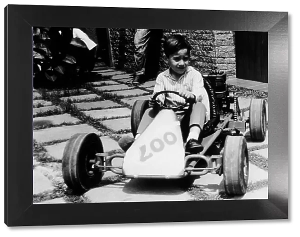 Formula One Childhood Photos: A young Ayrton Senna da Silva c. 1966 on one of his first motorised Karts