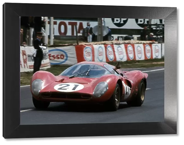 Le Mans 24 Hours Race: Ludocivo Scarfiotti with Mike Parkes Ferrari 330 P4 Coupe finished the race in second position