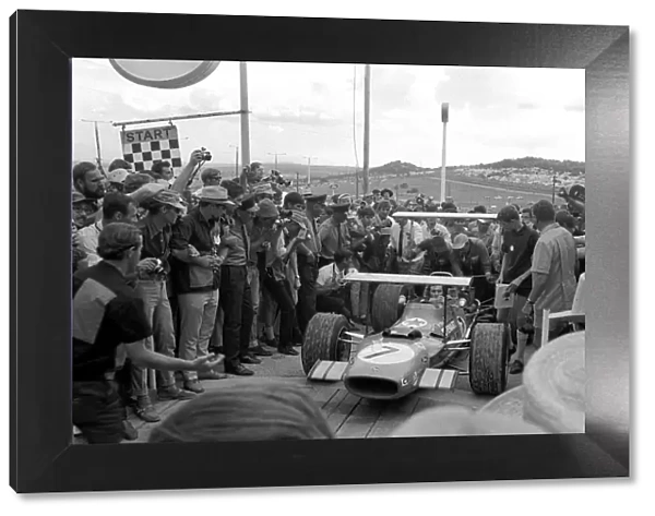 Formula One World Championship: A victorious Jackie Stewart returns to the pits in his Matra MS10