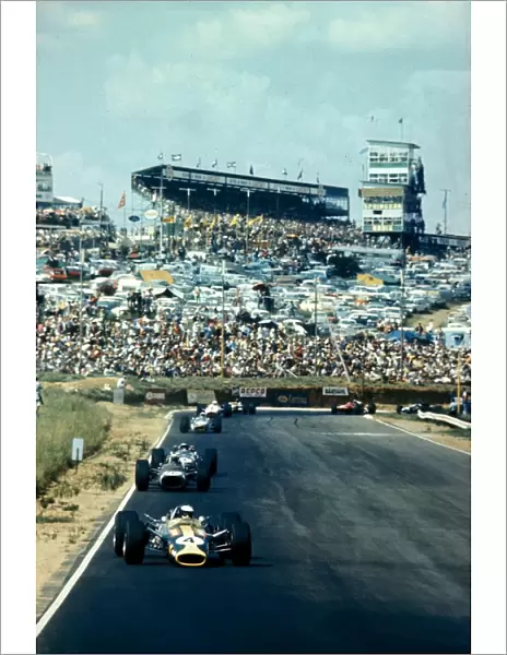 Formula One World Championship: Jim Clark Lotus Cosworth 49 leads the field in his last F1 race