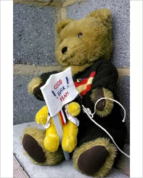 Formula One World Championship: The Hesketh mascot bear wishes good luck to his favourite team