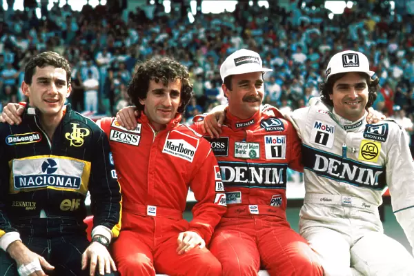 Sutton Motorsport Images Catalogue: The 1986 World Championship contenders: Ayrton Senna, Lotus; Alain Prost McLaren; Nigel Mansell Williams