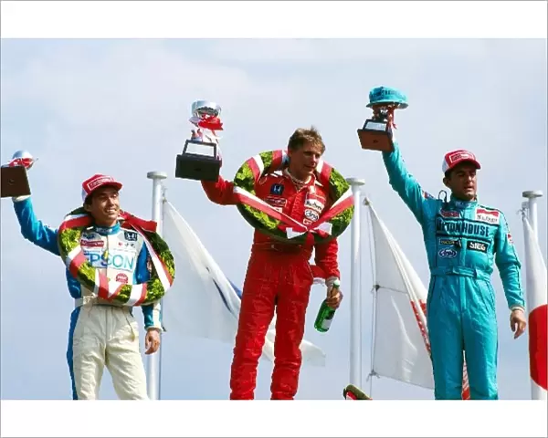 All Japan Formula Two Championship: The podium: Satoru Nakajima Heroes Racing with Nakajima March, third; Mike Thackwell Team Nova March, winner