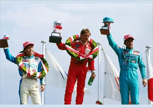 All Japan Formula Two Championship: The podium: Satoru Nakajima Heroes Racing with Nakajima March, third; Mike Thackwell Team Nova March, winner