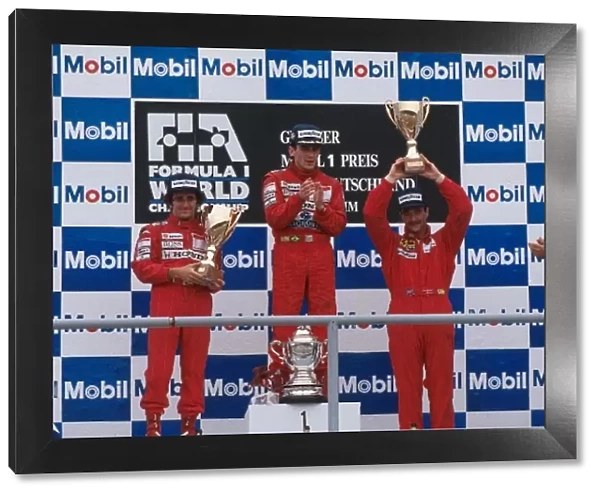 Formula One World Championship: Alain Prost 2nd place. Winner Ayrton Senna. 3rd place Nigel Mansell