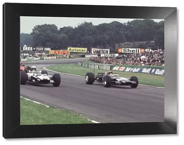 Jo Siffert leads Vic Elford and Chris Amon British Grand Prix, Brands Hatch