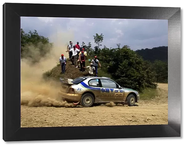 Manfred Stohl in action in the Hyundai Accent WRC03, Acropolis Rally 2003