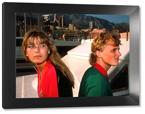 Formula One World Championship: Johnny Herbert with his wife Becky in the Monaco harbour