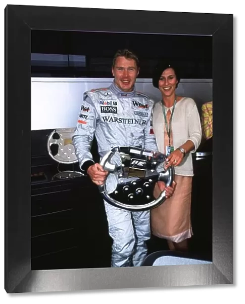 F1Spanish Grand Prix-Mika Hakkinen With Wife-McLaren-Portrait