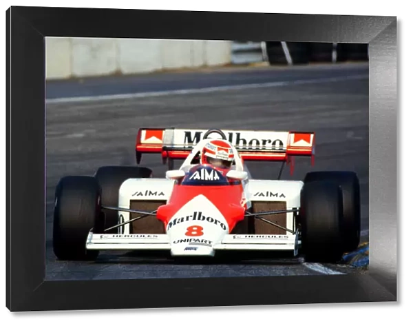 1984 DUTCH GP. Niki Lauda, McLaren, finishes 2nd at Zandvoort behind team mate Alain