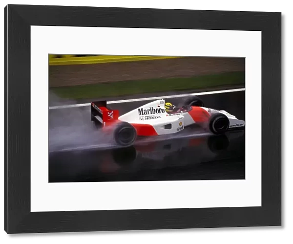 Formula One World Championship: Ayrton Senna McLaren Honda MP4  /  7A spun in the wet conditions and retired