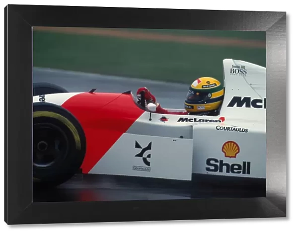 Formula One World Championship: Ayrton Senna McLaren MP4  /  8 took a dominant victory in the wet conditions
