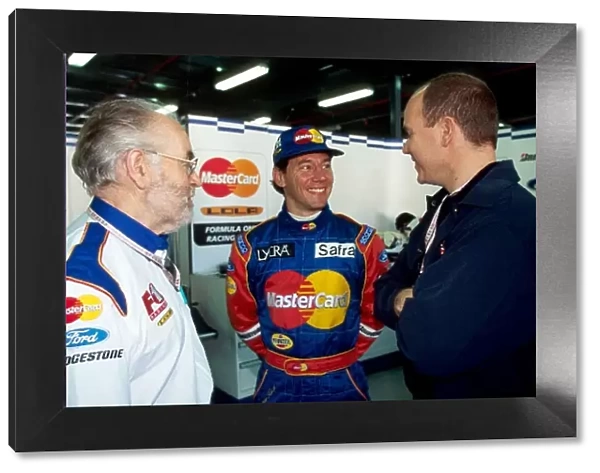 Formula One World Championship: Eric Broadley Lola Team Principal and Ricardo Rosset Lola talk with Prince Albert