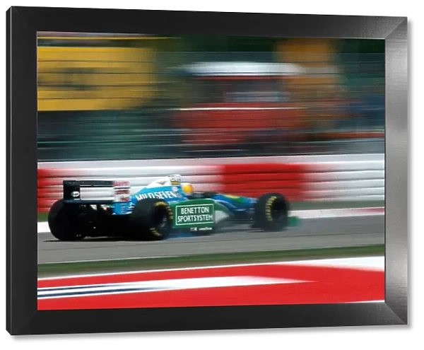 Formula One World Championship: Michael Schumacher Benetton B194 slides backwards during a spin during practice
