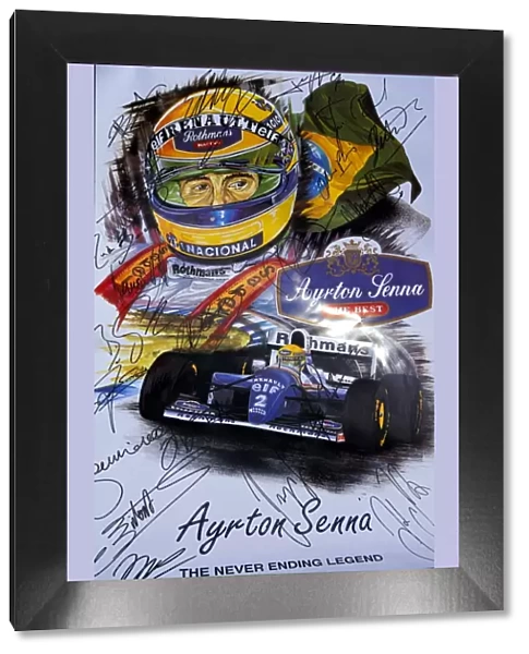 Formula One World Championship: A signed poster tribute to Ayrton Senna Williams