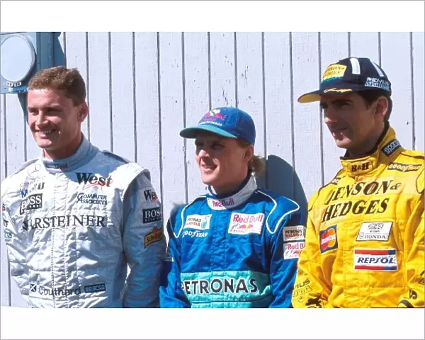 Formula One World Championship: David Coulthard Mclaren, Johnny Herbert Sauber and Damon Hill Jordan
