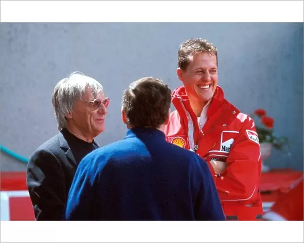 Formula One World Championship: Bernie Ecclestone F1 Supremo Jean Todt Ferrari and Michael Schumacher Ferrari