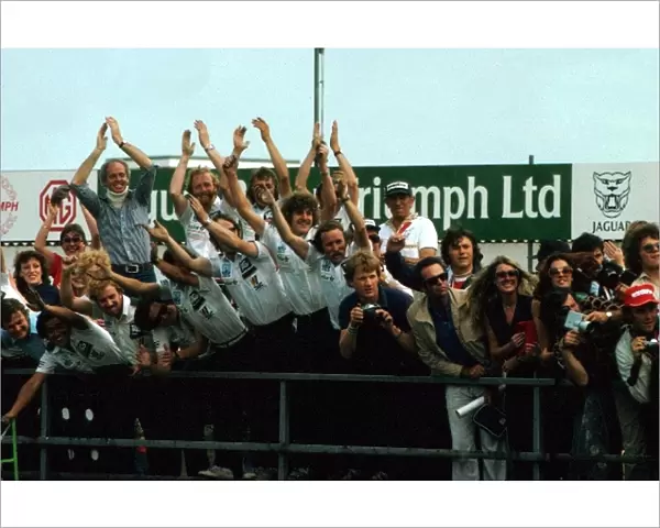 Formula One World Championship: The Williams team celebrate Clay Regazzoni├òs first victory for Frank Williams├ò team
