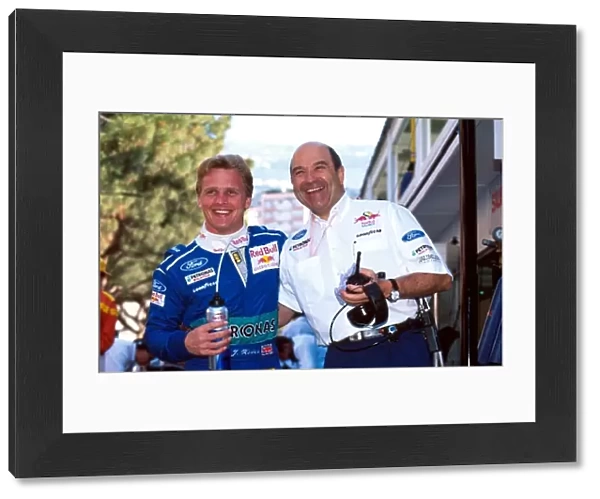 Formula One World Championship: Peter Sauber, right congratulates Johnny Herbert on 3rd place