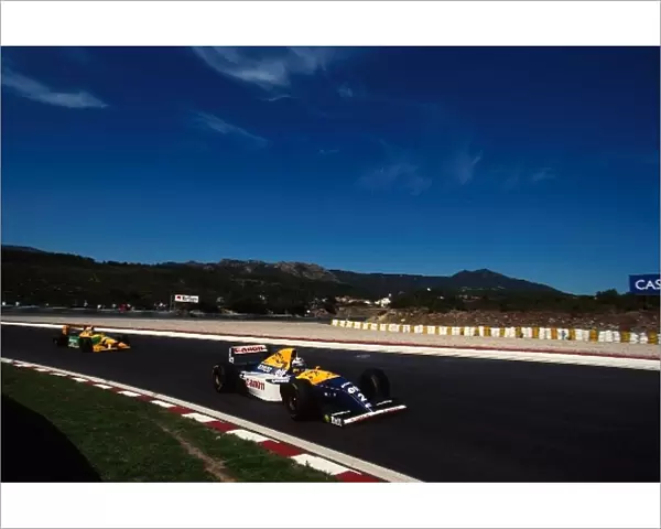 Formula One World Championship: Alain Prost Williams FW15C leads Michael Schumacher