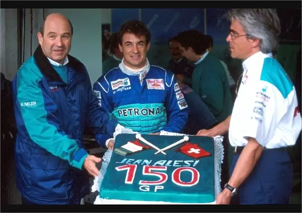 Formula One World Championship: Jean Alesi, Sauber C17, celebrates his 150th Grand Prix