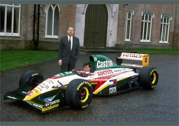 Formula One Launches: Alessandro Zanardi with Peter Collins at the launch of the new Lotus 107C Mugen-Honda