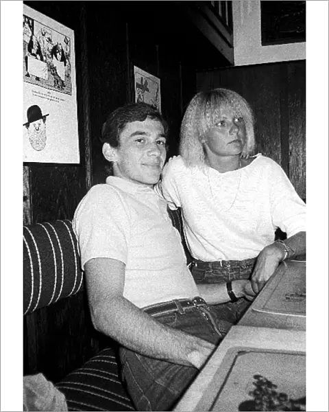 Formula Ford 2000: Race and championship winner Ayrton Senna Rushen Green Racing enjoys a team meal with a friend