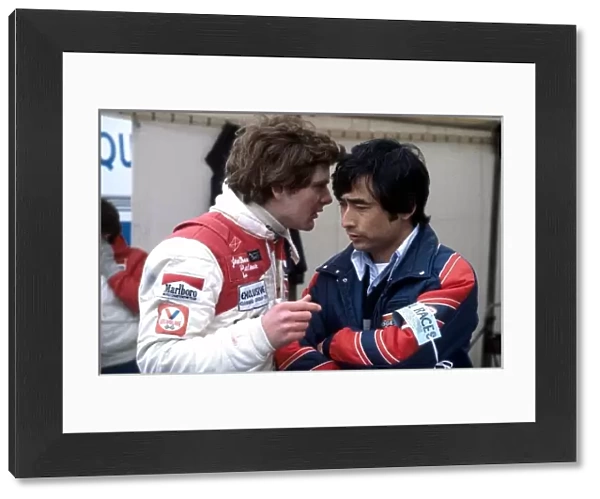 European Formula Two Championship: Jonathan Palmer, Ralt-Honda talks with Hiroshi Yasukawa Bridgestone
