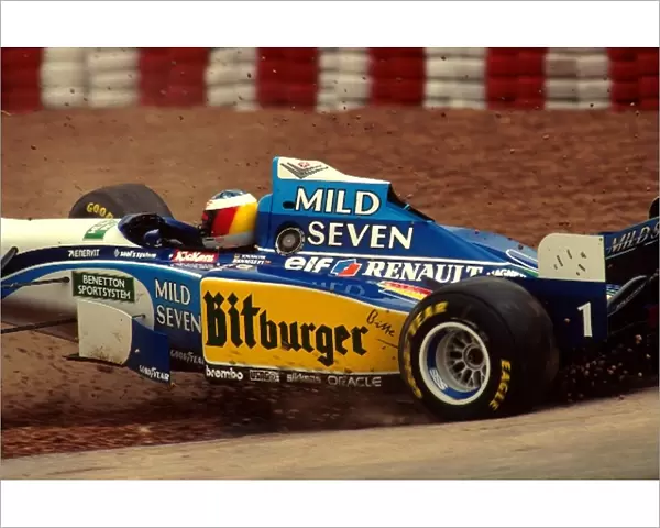 Formula One World Championship 1995: Winner Michael Schumacher Benetton B195 went off in practice