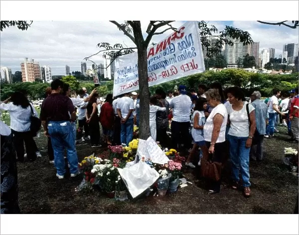 Formula One World Championship: Flowers left at Ayrton Sennas grave in Sao Paulo