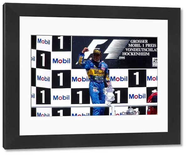 Formula One World Championship: Race winner Michael Schumacher Benetton on the podium