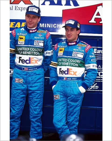 Formula One World Championship: Benetton team mates race winner Gerhard Berger and Jean Alesi Benetton
