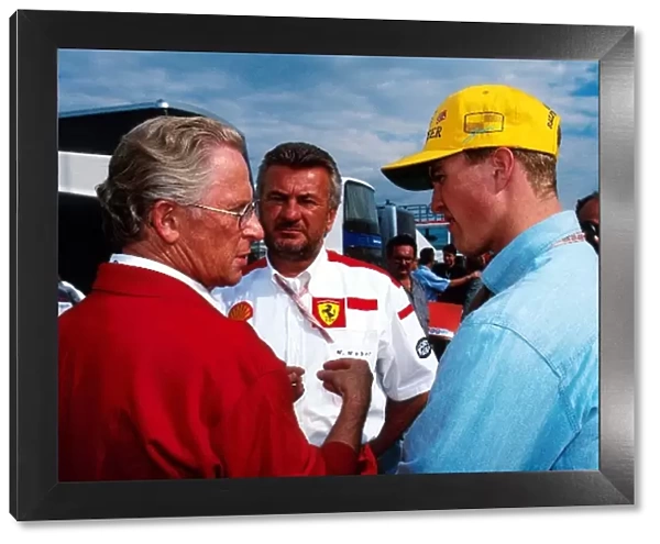 Formula One World Championship: L to R: Jurgen Hubbert, Willi Weber manager and Ralf Schumacher Jordan