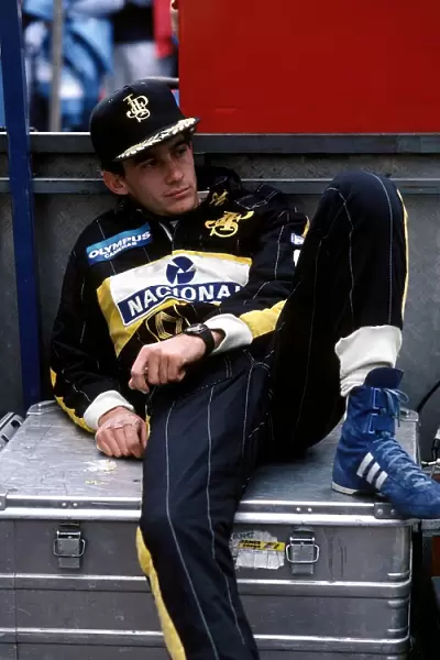 Formula One World Championship: Pole sitter Ayrton Senna Lotus retired early in the race with engine failure