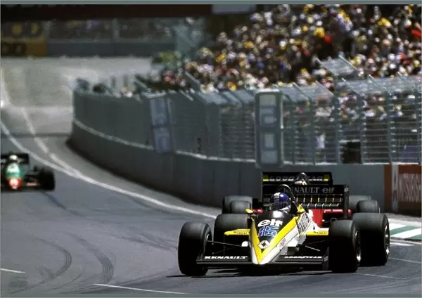 Formula One World Championship: Derek Warwick Renault RE60B retired from Renault├òs last race as a manufacturer on lap 58 with a transmission failure