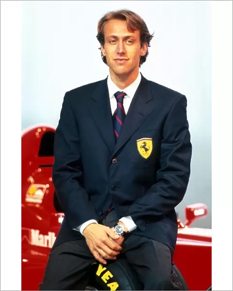Formula One World Championship: Test driver Luca Badoer with the Ferrari F300 at the pre-season launch
