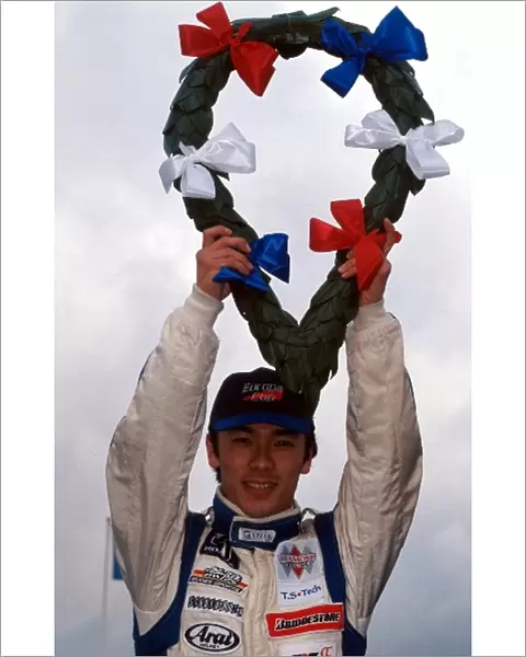 Formula Europa Cup: Race winner Takuma Sato celebrates victory