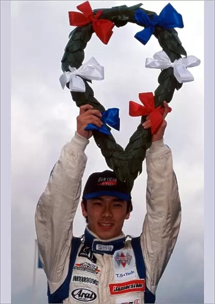 Formula Europa Cup: Race winner Takuma Sato celebrates victory