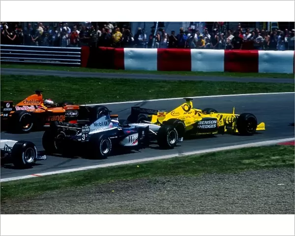 Formula One World Championship: Ricardo Zonta Jordan Honda EJ11 leads a group of cars into the first turn