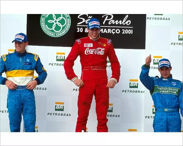 International Formula 3000 Championship: Justin Wilson, Mark Webber and Jaime Melo on the podium
