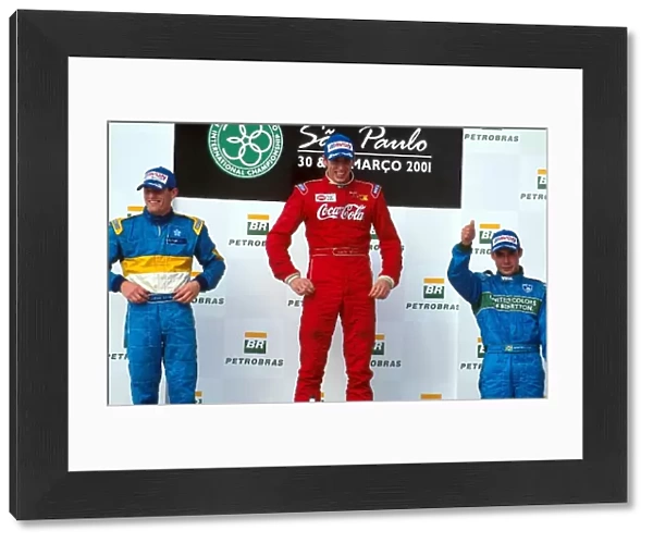 International Formula 3000 Championship: Justin Wilson, Mark Webber and Jaime Melo on the podium
