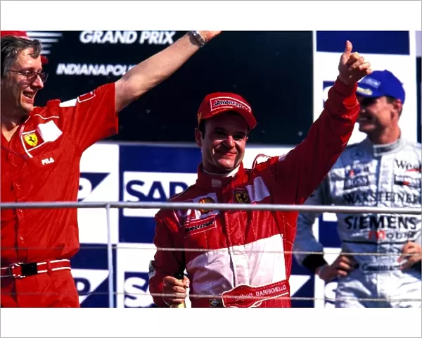 Formula One World Championship: Paolo Martinelli Ferrari Engine Director, Race winner Rubens Barrichello Ferrari and David Coulthard McLaren