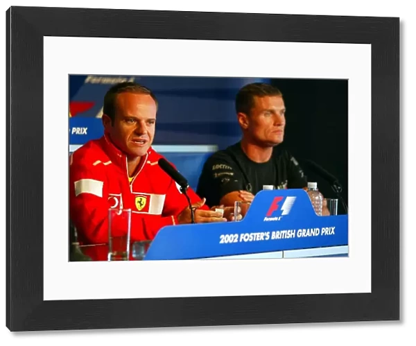 Formula One World Championship: The press conference: Rubens Barrichello Ferrari and David Coulthard McLaren Mercedes