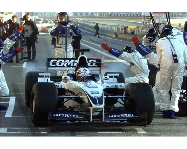 Formula One Testing: Juan Pablo Montoya practices his first F1 pit stops